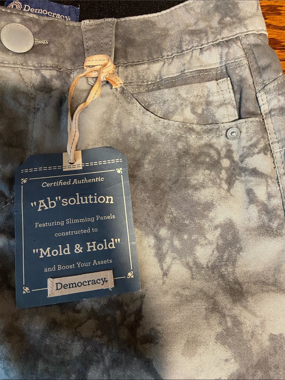 Democracy Ab Solution Stretch Denim Bermuda Shorts Green Gray Size 6 New - Picture 6 of 11